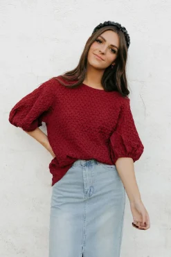 Dongguan Huoyoung Apparel Co Adrianne Top-Burgundy Red New