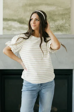 Anniewear Aimee Top-Ivory/Taupe White Clearance