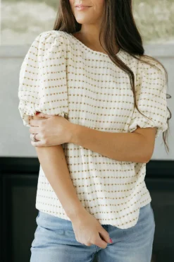 Anniewear Aimee Top-Ivory/Taupe White Clearance