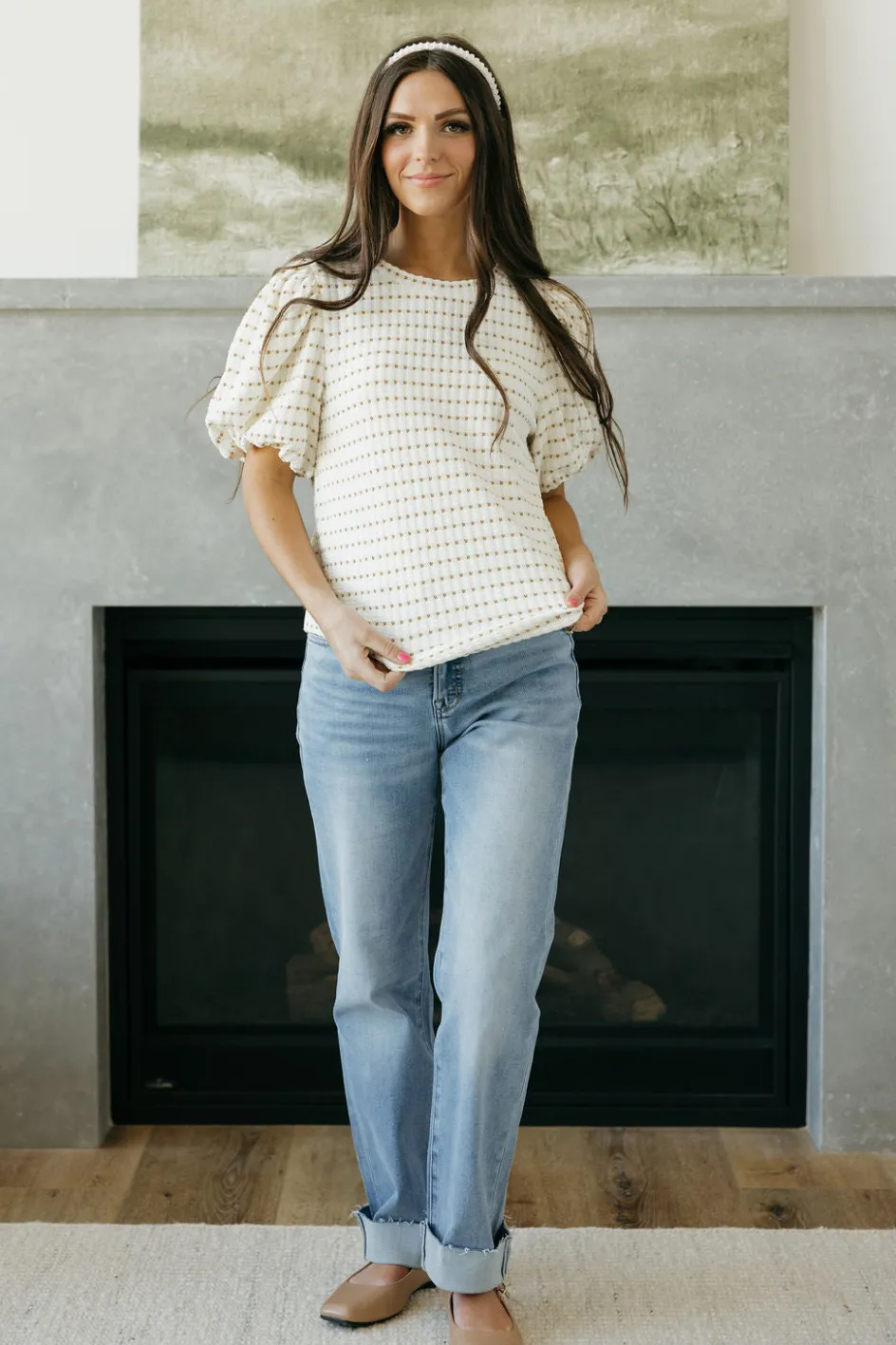 Anniewear Aimee Top-Ivory/Taupe White Clearance