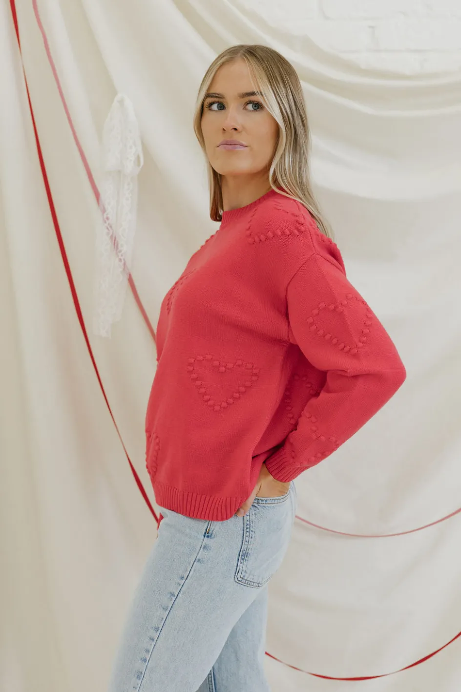 Dongguan Huoyoung Apparel Co All My Heart Sweater-Bright Pink New