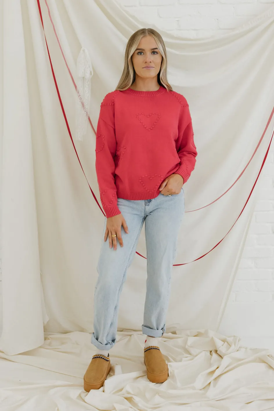 Dongguan Huoyoung Apparel Co All My Heart Sweater-Bright Pink New