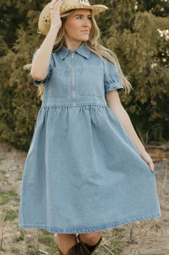 Tea N Rose Amabel Dress-Denim Blue New