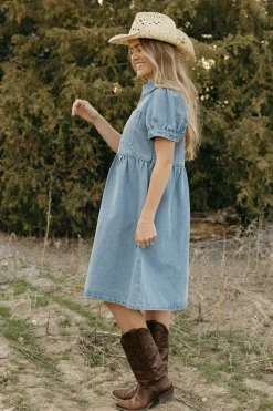 Tea N Rose Amabel Dress-Denim Blue New