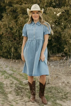 Tea N Rose Amabel Dress-Denim Blue New