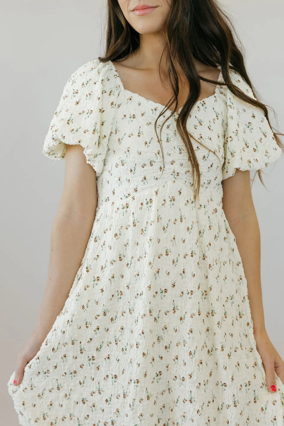 Tea N Rose Annabelle Dress-Cream Floral Neutral New