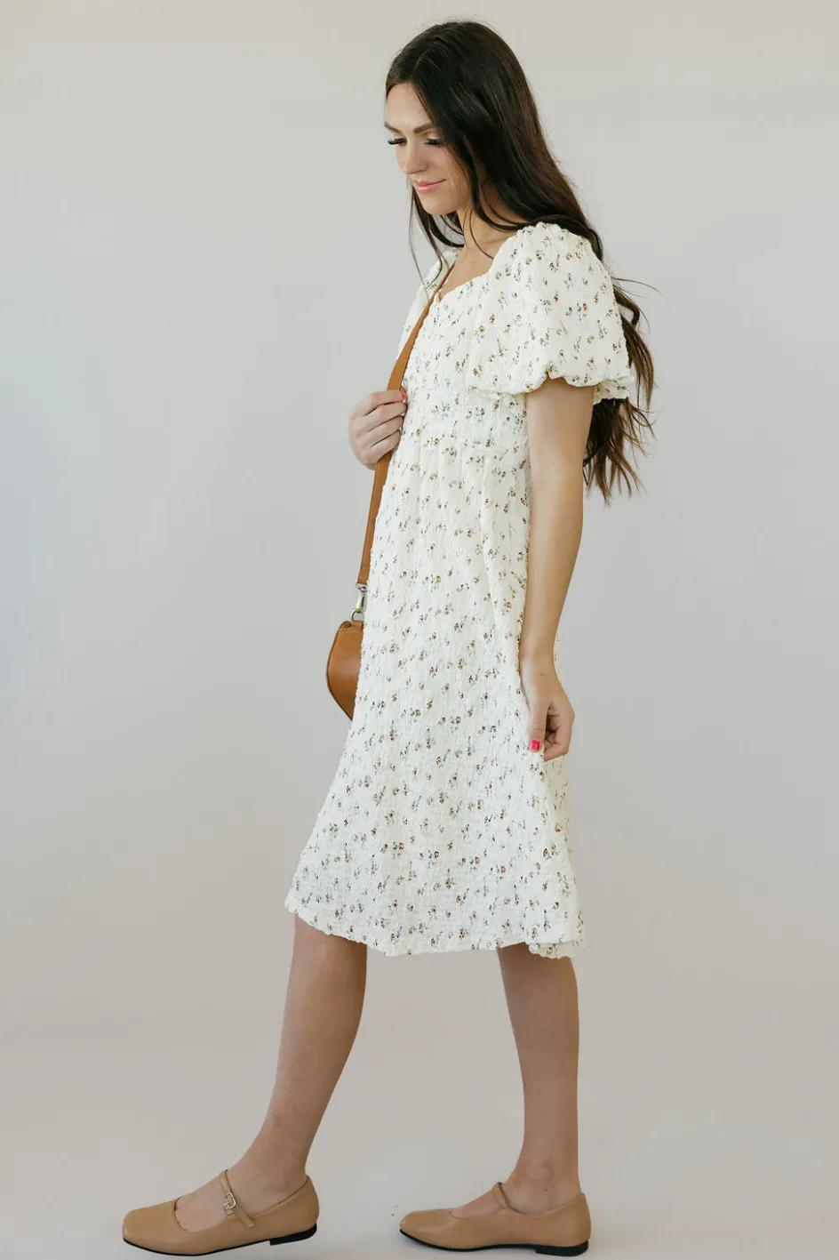 Tea N Rose Annabelle Dress-Cream Floral Neutral New