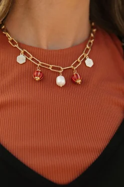 Wall to Wall Anya Charm Necklace Red Discount