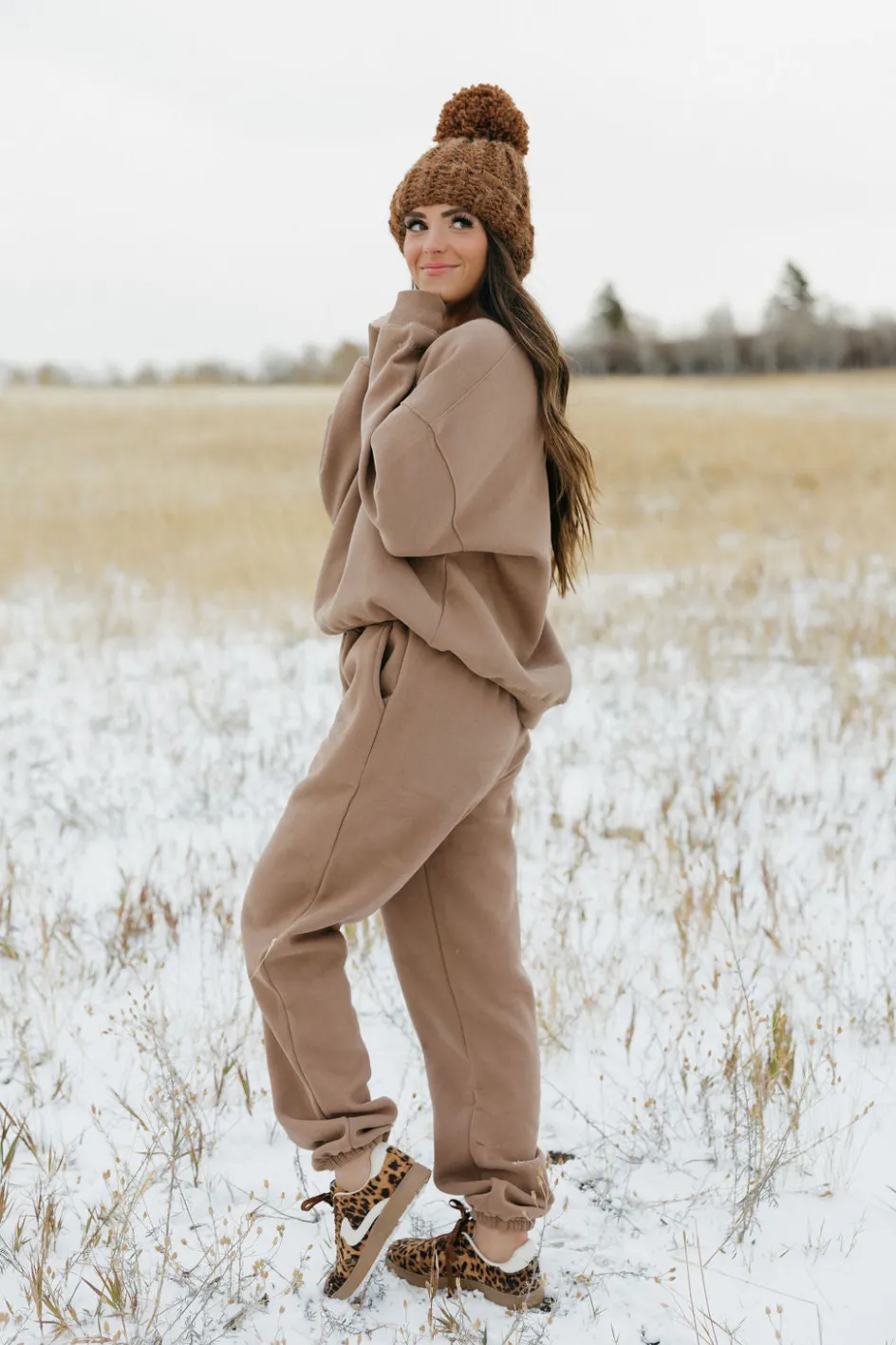 Tea N Rose Believer Joggers-Cocoa Brown Online