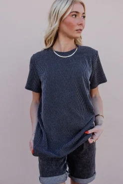 Tres Bien Boone Top-Charcoal Black New