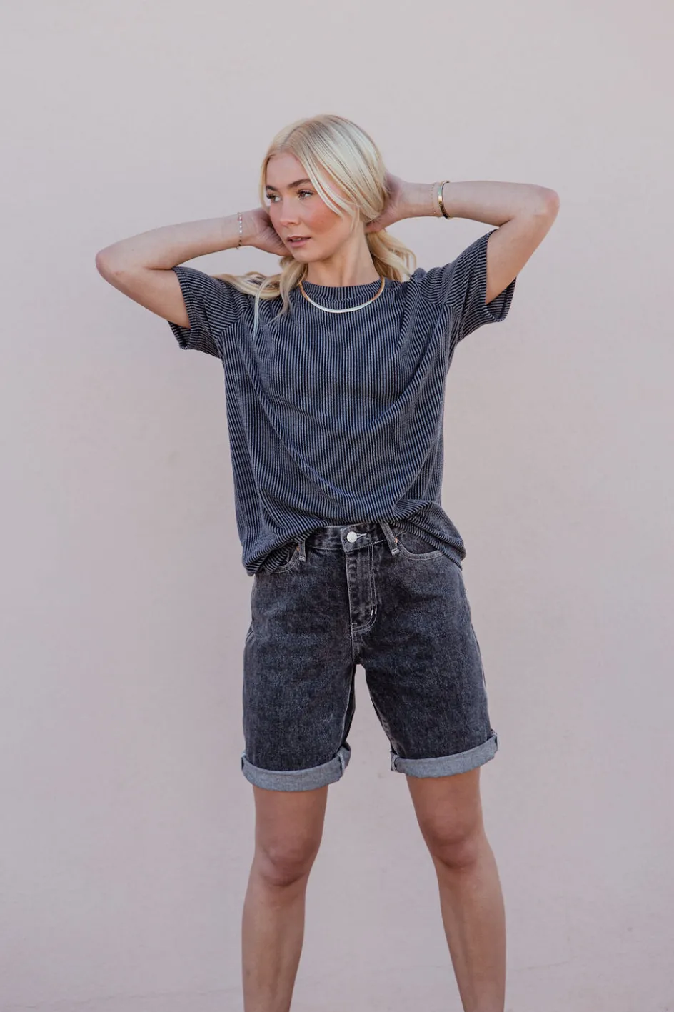 Tres Bien Boone Top-Charcoal Black New