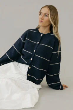Buttermelon Brett Cardigan-Navy Multi Blue New