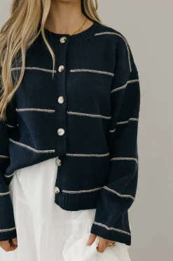 Buttermelon Brett Cardigan-Navy Multi Blue New