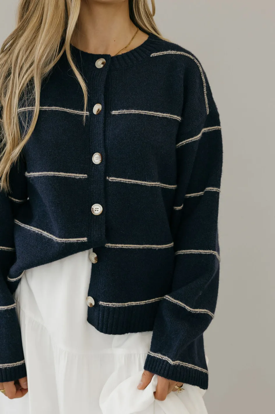 Buttermelon Brett Cardigan-Navy Multi Blue New