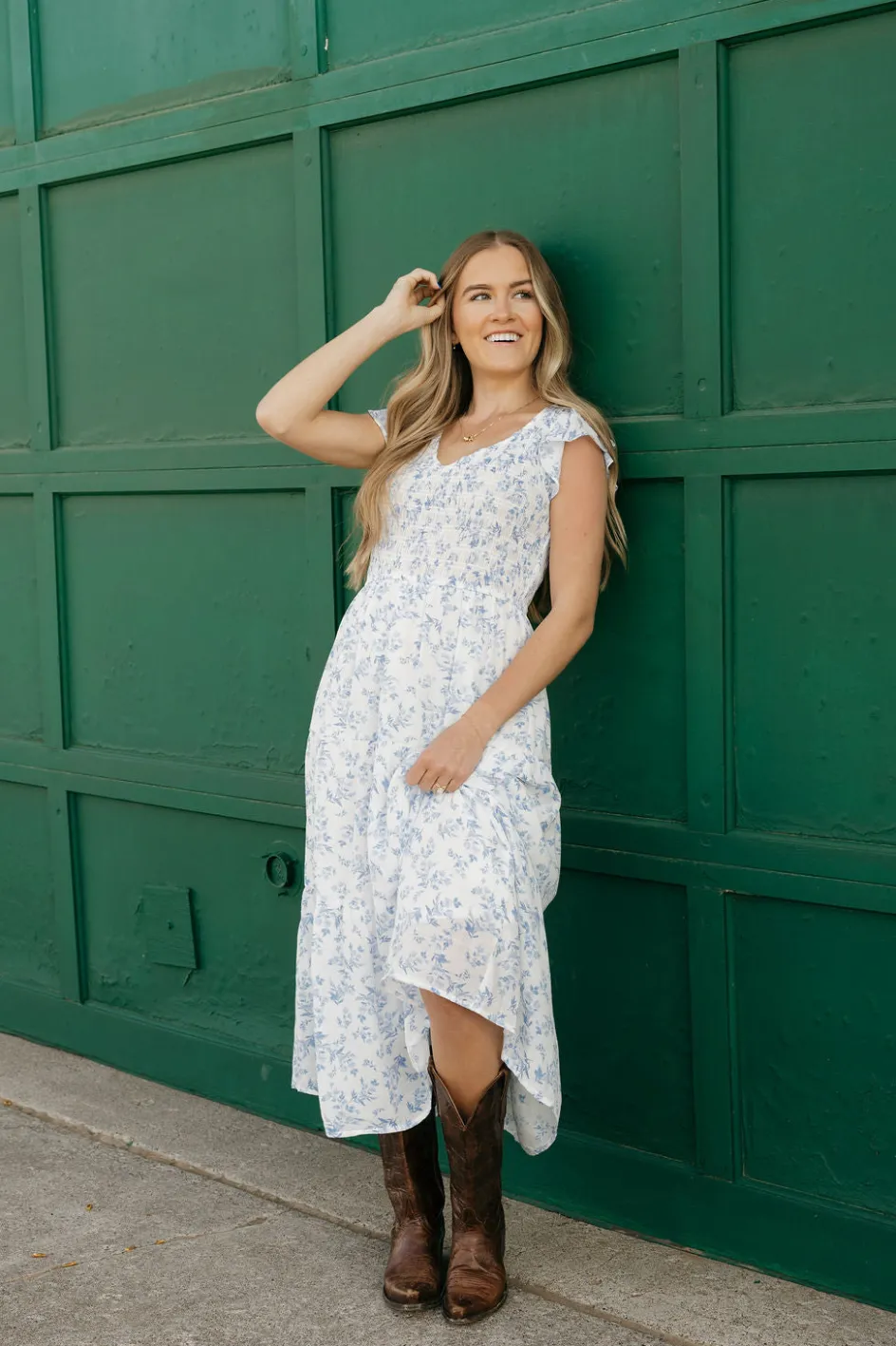 Mine and E&M Briana Dress- Floral Blue Fashion