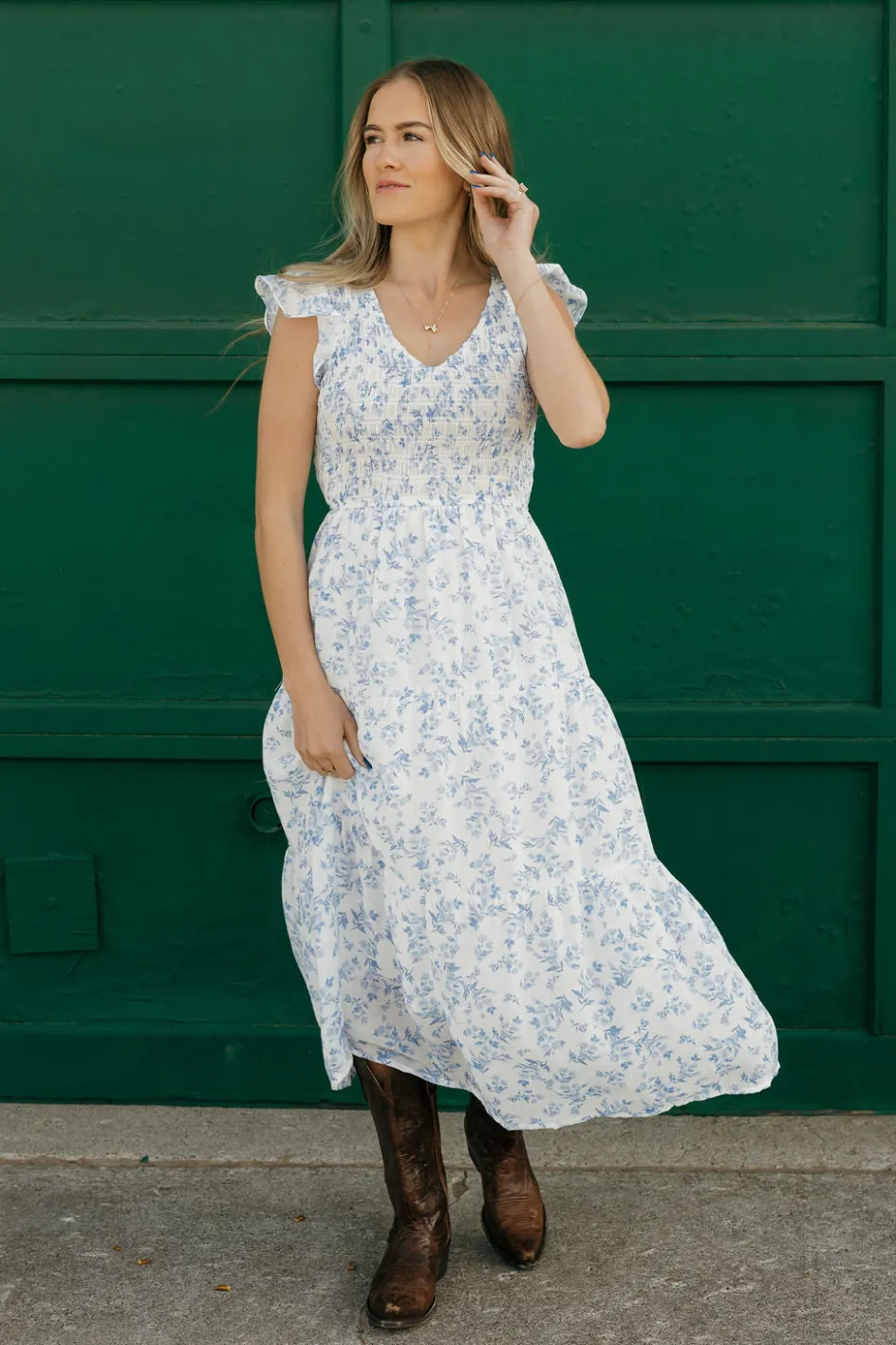 Mine and E&M Briana Dress- Floral Blue Fashion