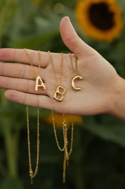 Ali Express Bubble Initial Necklace-Gold Fashion