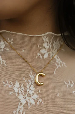 Ali Express Bubble Initial Necklace-Gold Fashion