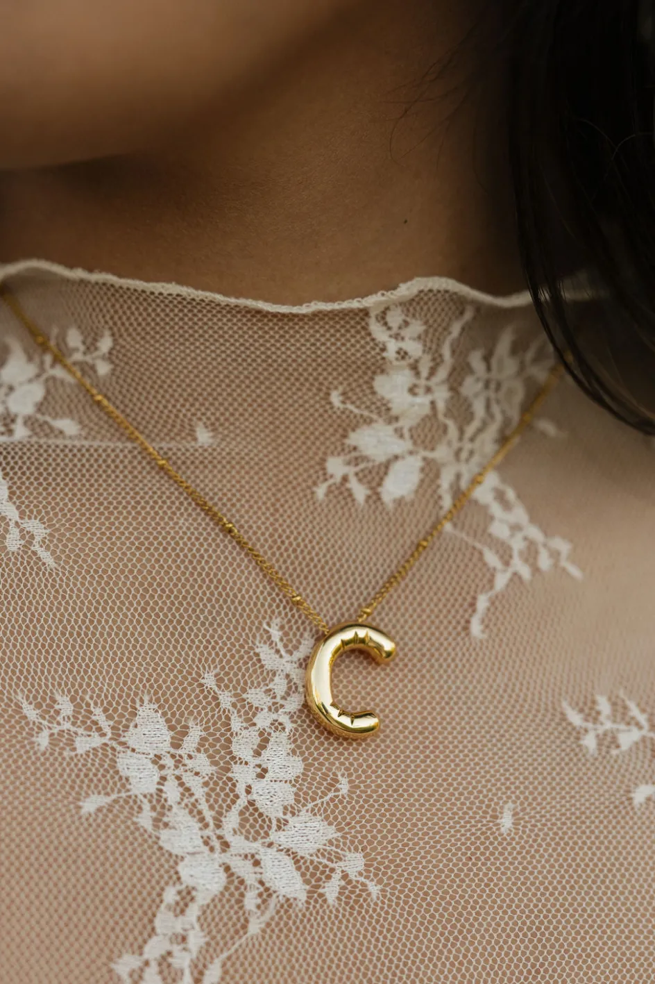Ali Express Bubble Initial Necklace-Gold Fashion