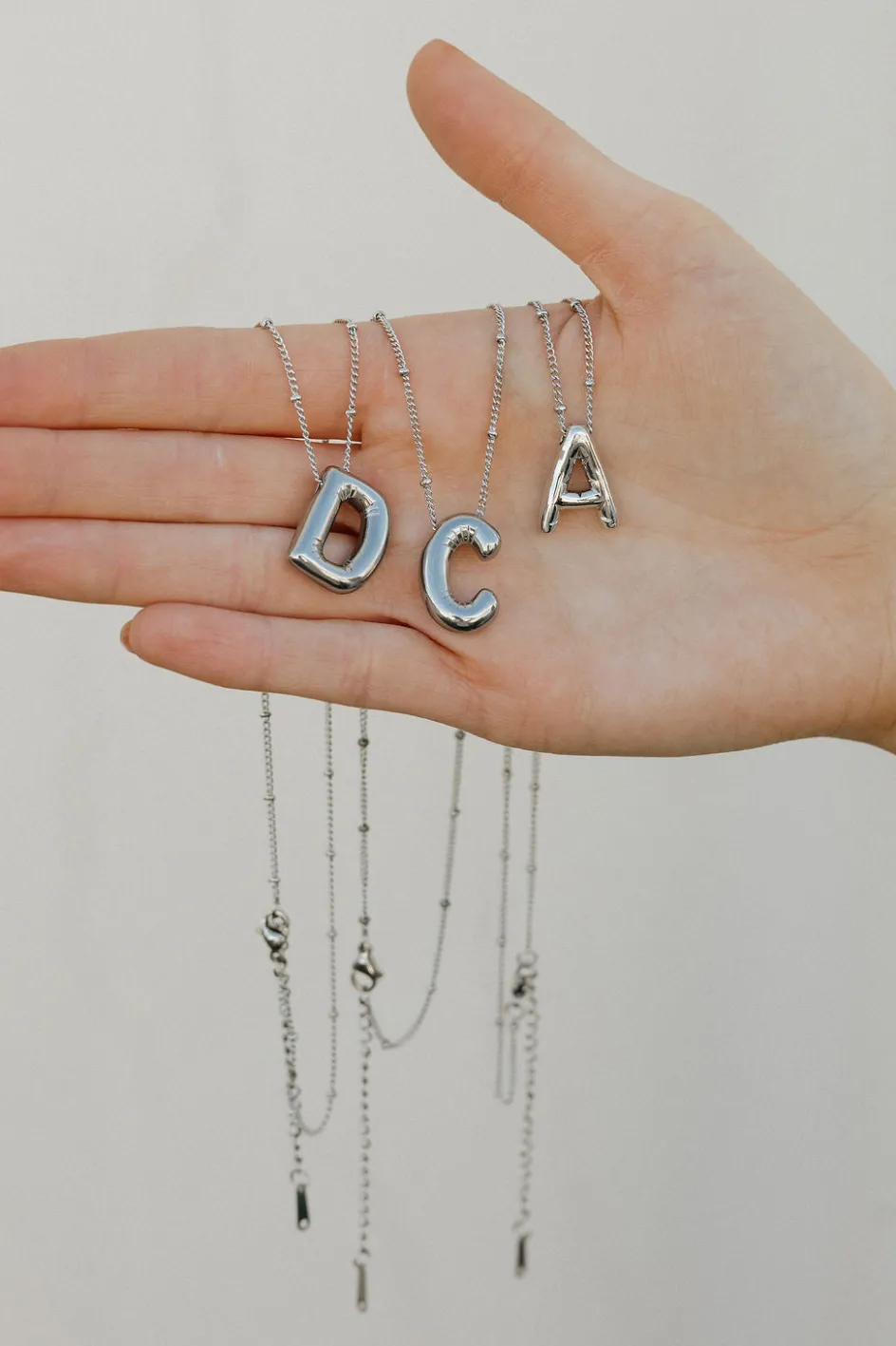 Ali Express Bubble Initial Necklace-Silver New