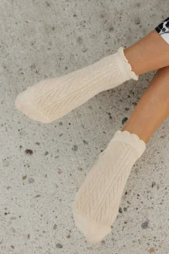 Faire Cable Knit Twist Socks- Khaki New