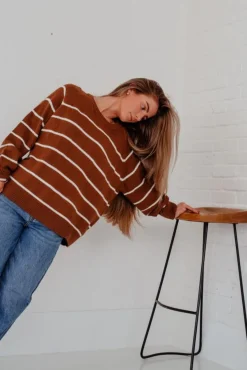 Dongguan Huoyoung Apparel Co Caitie Sweater-/Ivory Brown Sale