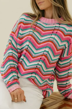 Dongguan Huoyoung Apparel Co Candy Cane Lane Sweater- Multi Pink Online