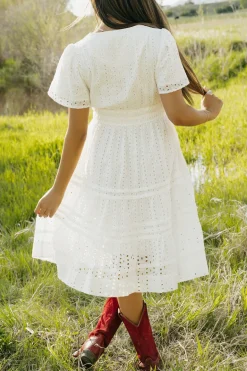 Dongguan Huoyoung Apparel Co Caribbean Dress Knee Length- Eyelet White New