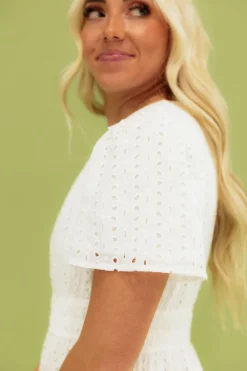 Dongguan Huoyoung Apparel Co Caribbean Dress- Eyelet White Hot