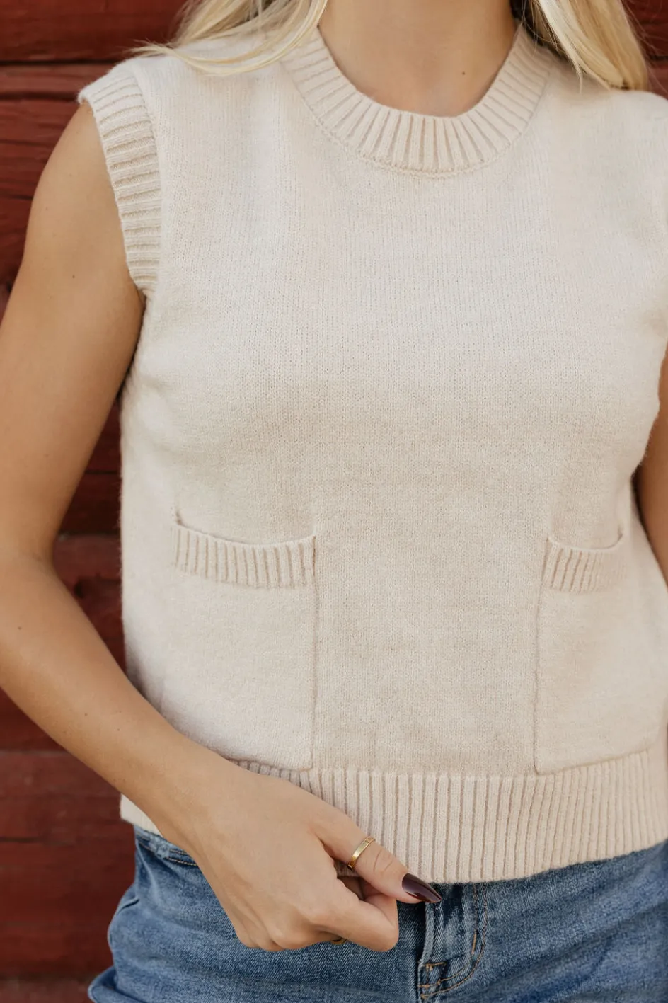 Miou Muse Carolynn Sweater Vest-Beige Neutral Sale
