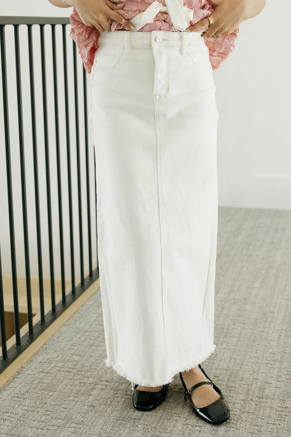 Risen Carsen Denim Skirt-Cream White Best