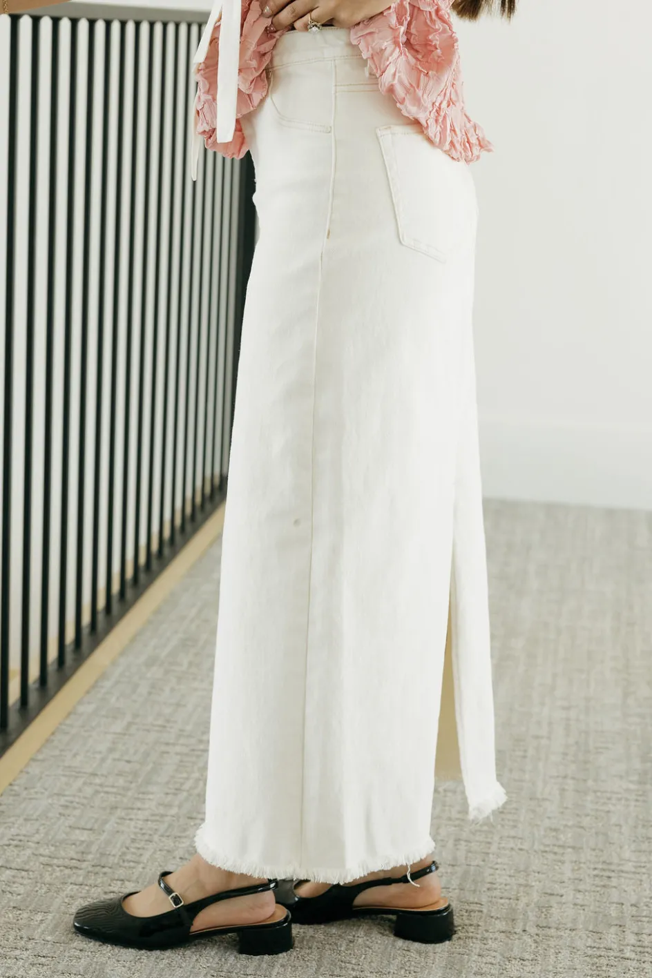 Risen Carsen Denim Skirt-Cream White Best