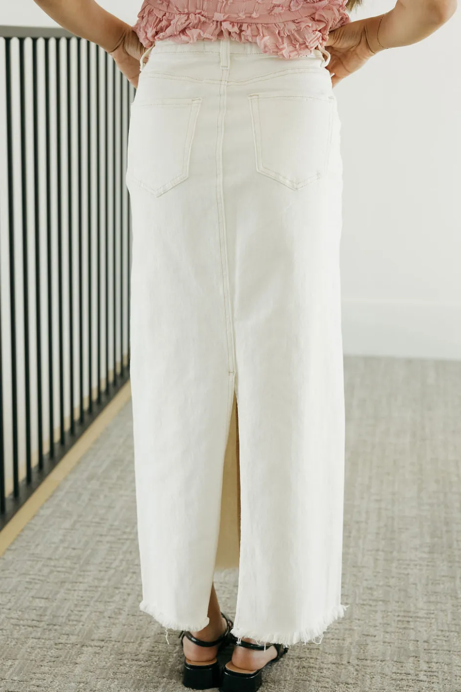 Risen Carsen Denim Skirt-Cream White Best