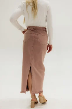 Risen Carsen Denim Skirt-Mauve Pink Outlet