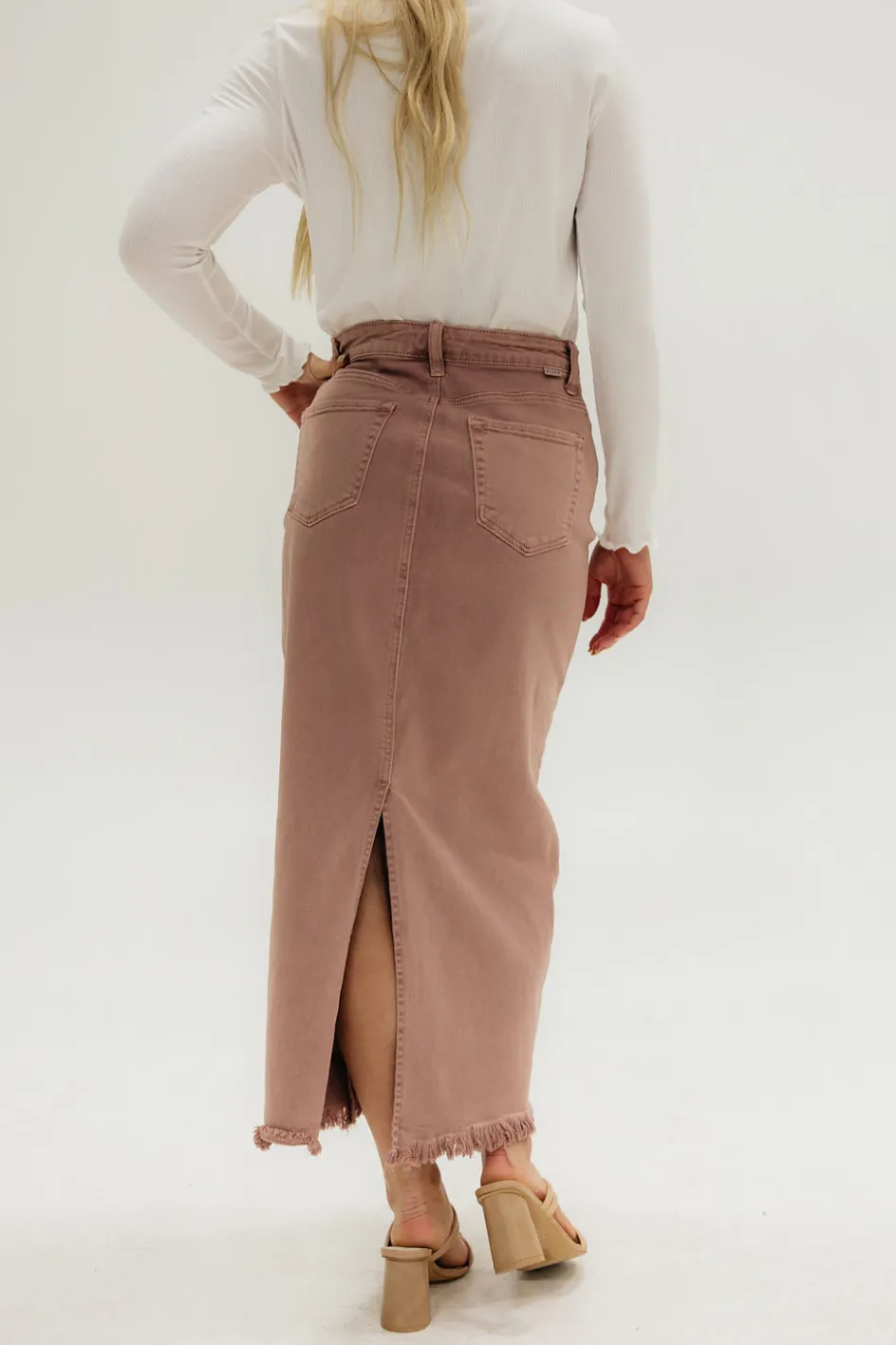 Risen Carsen Denim Skirt-Mauve Pink Outlet