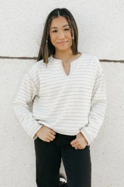 Blu Pepper Chandler Top-Cream Stripe White Hot