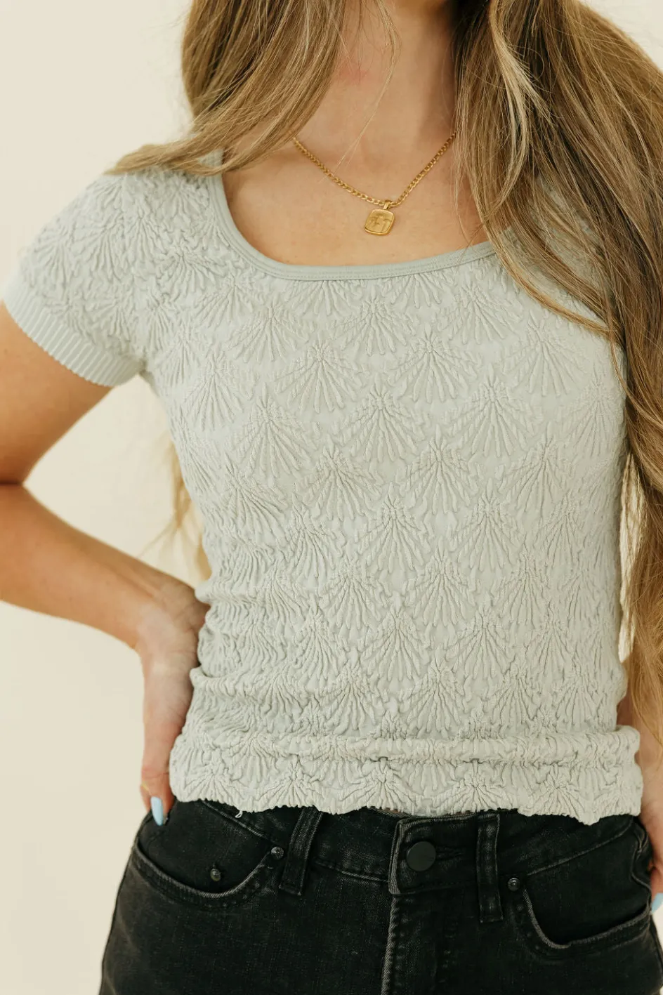 Hem & Thread Chelsey Top-Sage Green Clearance