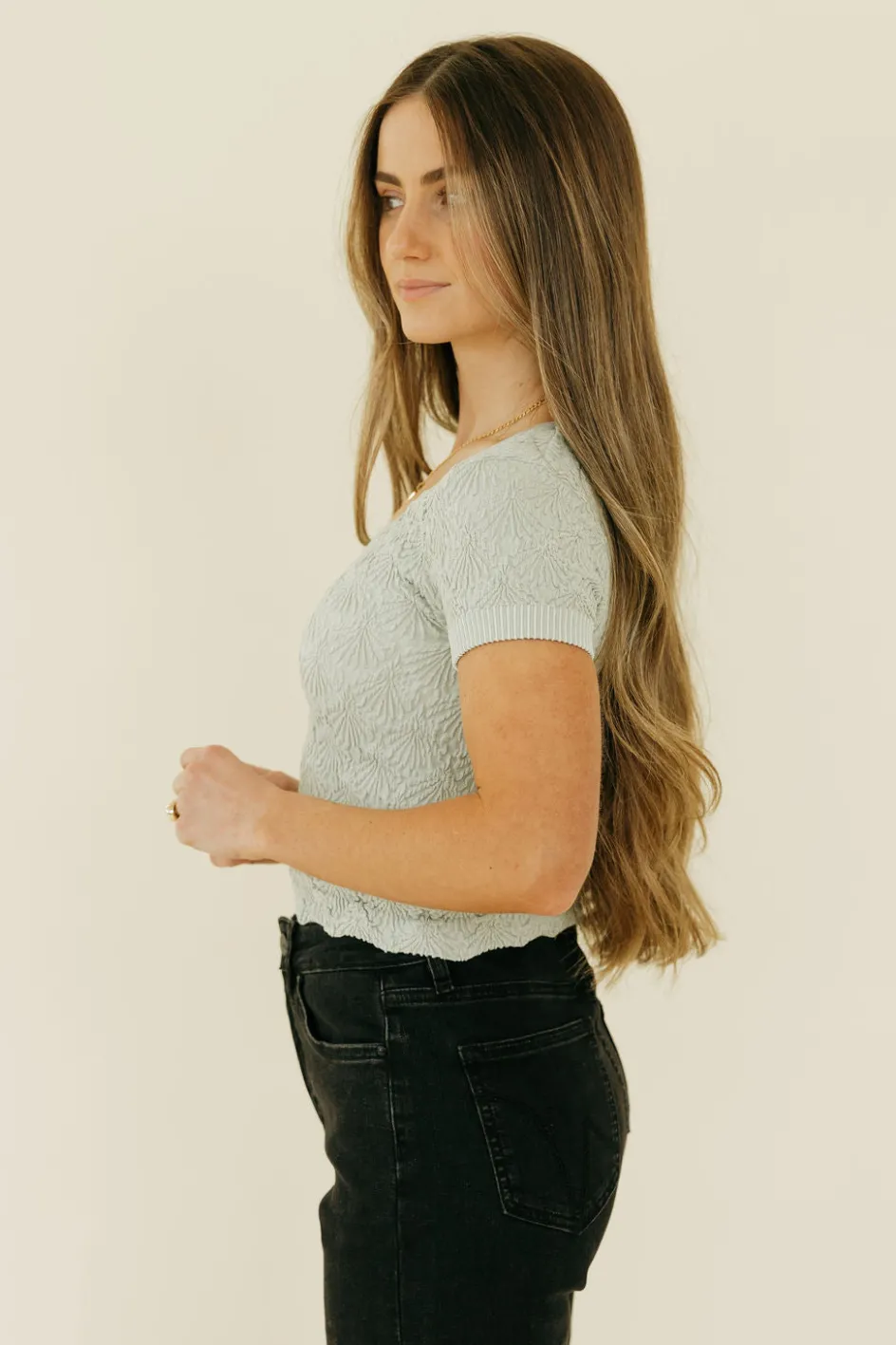 Hem & Thread Chelsey Top-Sage Green Clearance