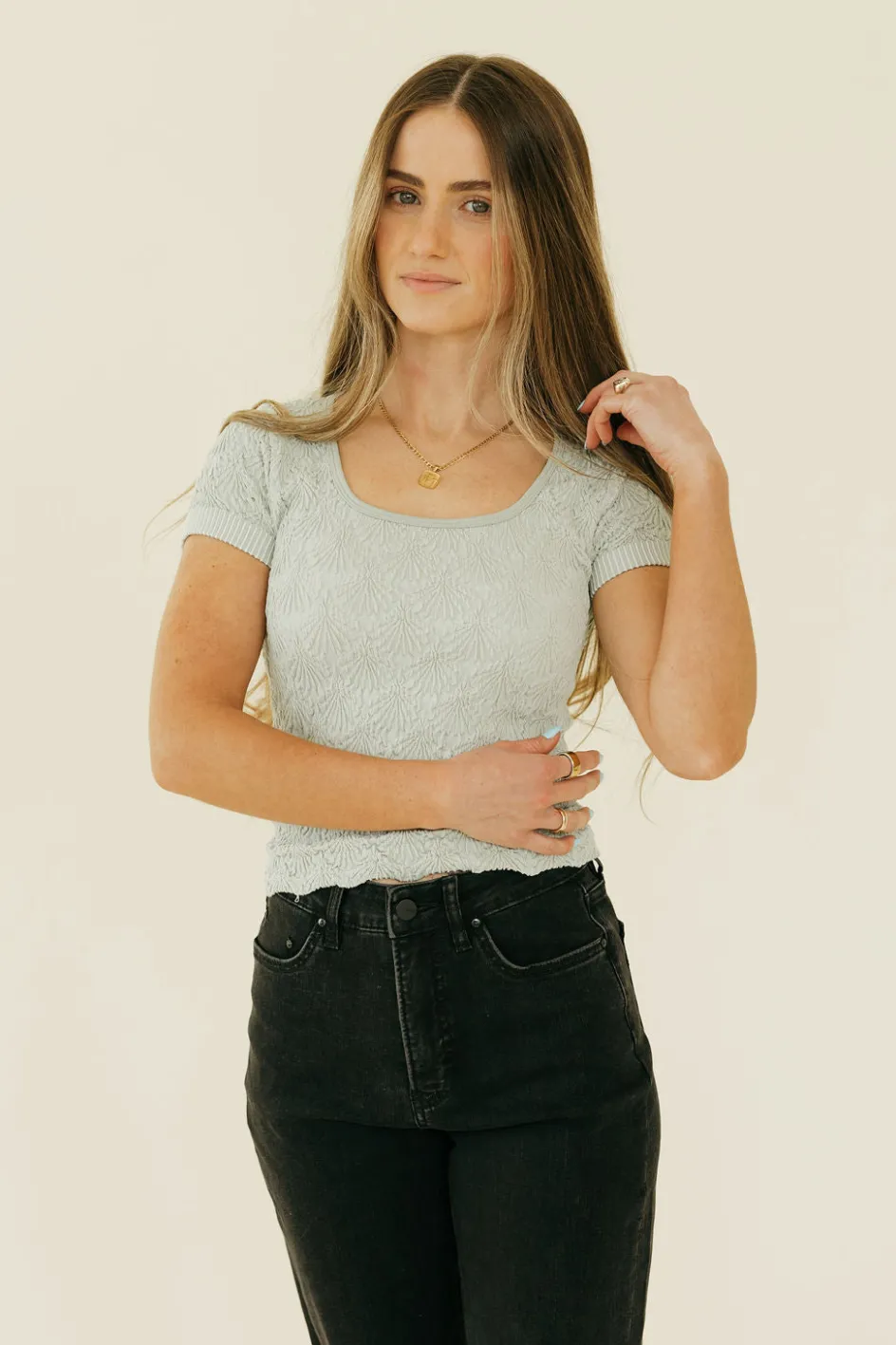 Hem & Thread Chelsey Top-Sage Green Clearance