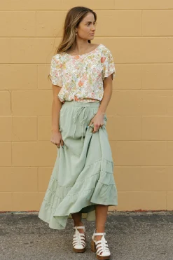 Camellia Clover Skirt-Sage Green New