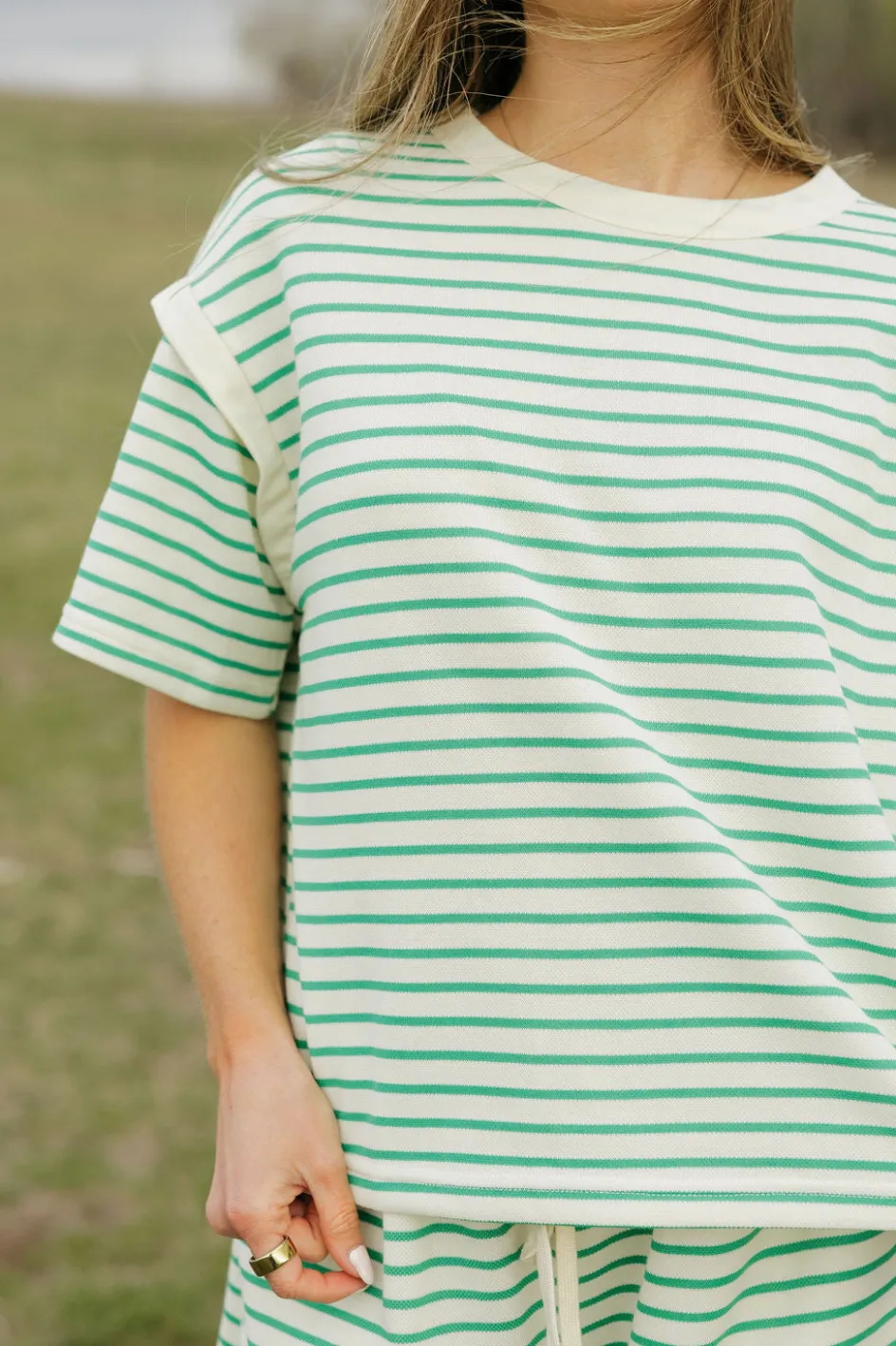 Polagram Colbie Top-Ivory/ Green Clearance