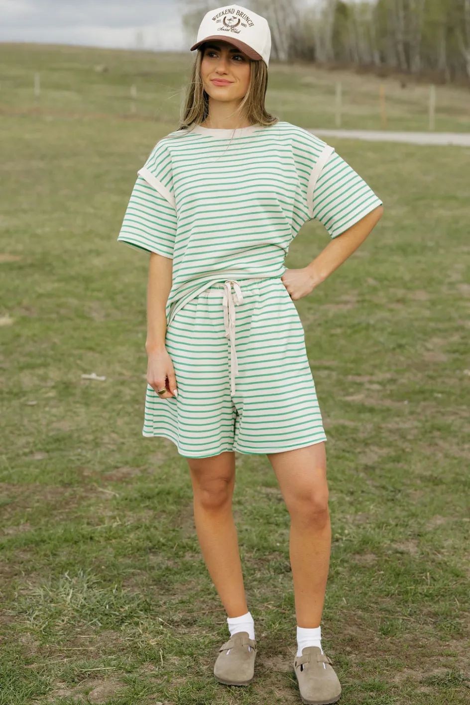 Polagram Colbie Top-Ivory/ Green Clearance
