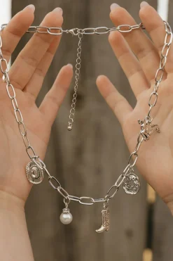 Ali Express Cowgirl Charm Necklace- Silver Sale
