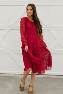 Dongguan Huoyoung Apparel Co Curtis Dress-Maroon Red Fashion