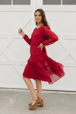 Dongguan Huoyoung Apparel Co Curtis Dress-Maroon Red Fashion