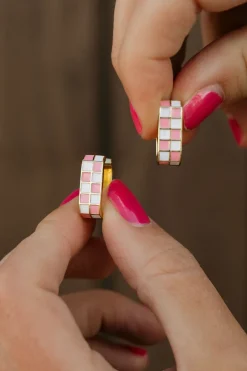 Ali Express Donnie Earrings- Pink/White Discount
