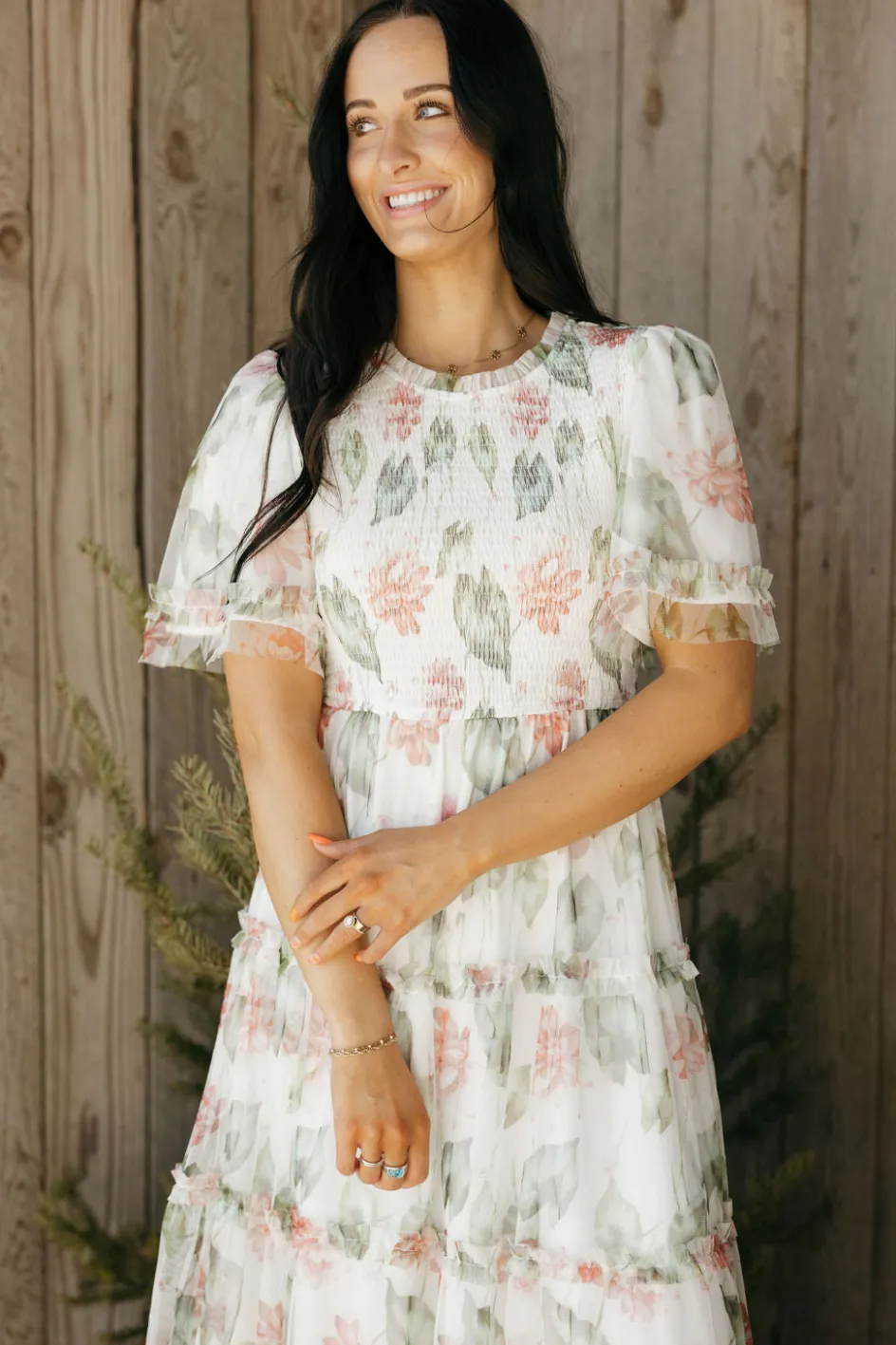 Tea N Rose Felicity Dress-Ivory Floral White Clearance