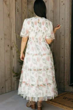 Tea N Rose Felicity Dress-Ivory Floral White Clearance