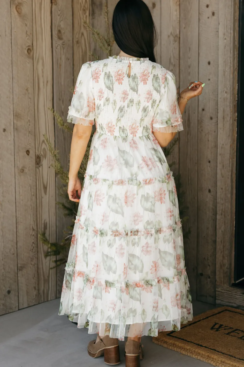 Tea N Rose Felicity Dress-Ivory Floral White Clearance