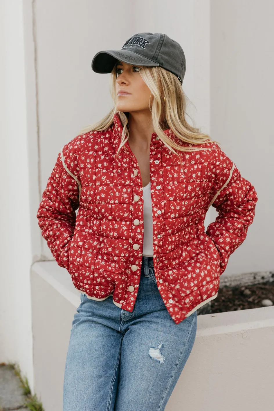 Polagram Florene Quilted Jacket-Dark Red New
